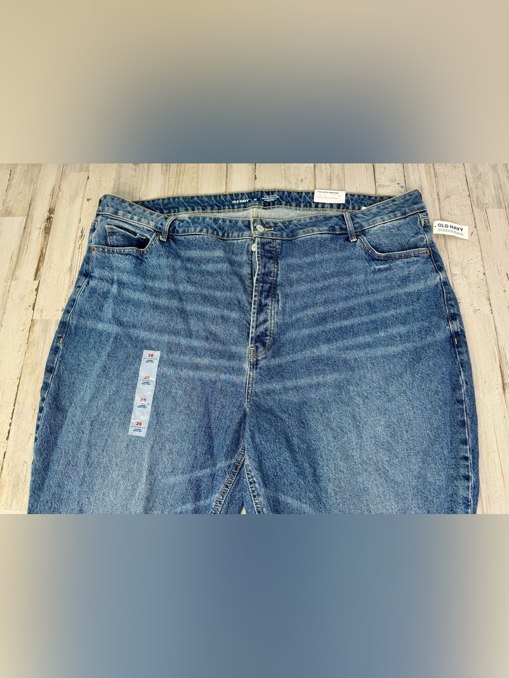 Old Navy Jeans Womens 26 Kicker Boot Cut Ex High Rise Button Fly Raw NWT - Picture 2 of 12